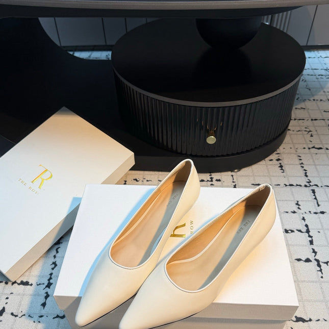 THE ROW 26S POINTED TOE HIGH HEELS 35MM IN IVORY WHITE CALFSKIN