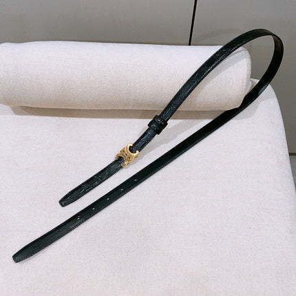 CELINE 26S BELT 18 MM IN BLACK CALFSKIN 656085