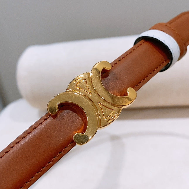 CELINE 26S REVERSIBLE BELT 18 MM IN WHITE AND BROWN CALFSKIN 656088