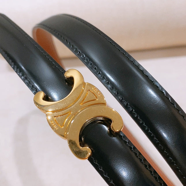 CELINE 26S REVERSIBLE BELT 18 MM IN BLACK AND BROWN CALFSKIN 656090