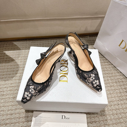 SLINGBACK J'ADIOR BLOSSOM FLORAL 65MM BLACK LACE