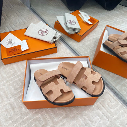 HM CHYPRE SANDALS IN DARK BEIGE SUEDE
