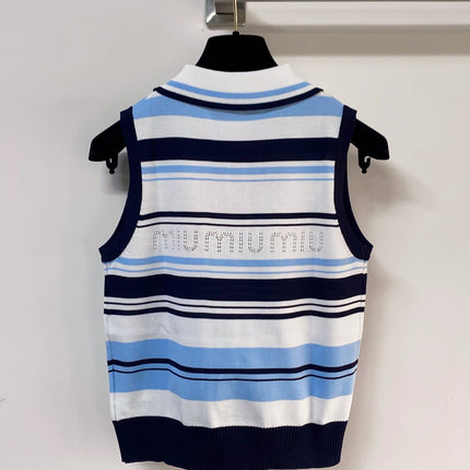 MIUMIU 26S SLEEVELESS KNIT POLO TOP STYLE 1125