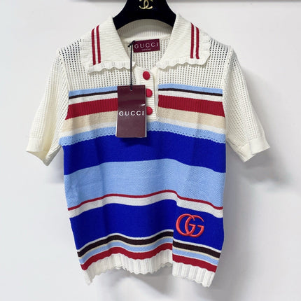 GUCCI 26S SHORT-SLEEVE KNIT POLO SHIRT 554