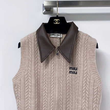 MIUMIU 26S KNIT ZIP-UP SWEATER VEST 1350