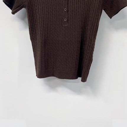 RALPH LAUREN 26S SHORT-SLEEVE CABLE-KNIT TOP 763