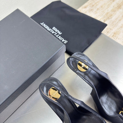 YSL 26S SLINGBACK HIGH HEELS 105 MM IN BLACK CALFSKIN