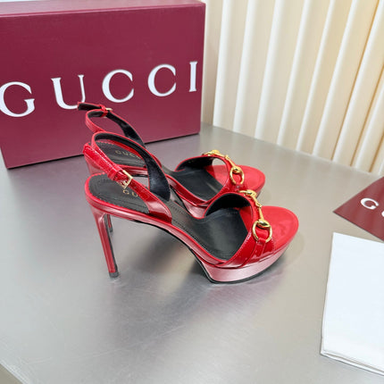 GUCCI 26S SLINGBACK PUMP 105 MM IN RED GLOSSY CALFSKIN
