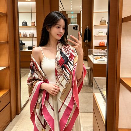 HERMES 26S SCARF 140 IN CASHMERE AND SILK 305966