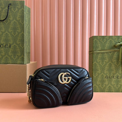 MARMONT SMALL SHOULDER BAG 24 IN BLACK CALFSKIN GOLD HARDWARE