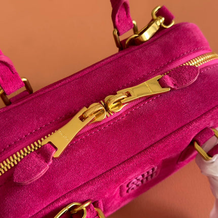 MIUMIU 26S ARCADIE BAG 22 IN DARK PPINK SUEDE