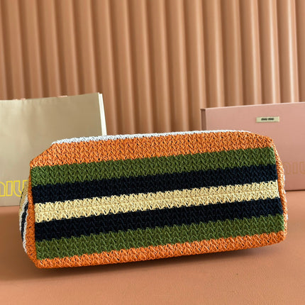MIUMIU 26S TOTE BAG 40 IN MULTICOLOR WOVEN RAFFIA