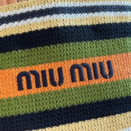MIUMIU 26S TOTE BAG 40 IN MULTICOLOR WOVEN RAFFIA