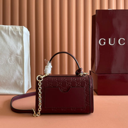 GUCCI 26S PADLOCK BAG 20 IN DARK RED EMBOSSED CALFSKIN