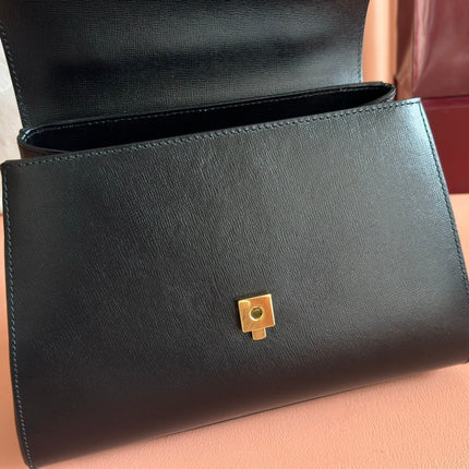 GUCCI 25S HORSEBIT 1955 MEDIUM SHOULDER BAG 29 CM IN BLACK CALFSKIN WITH GOLD HARDWARE