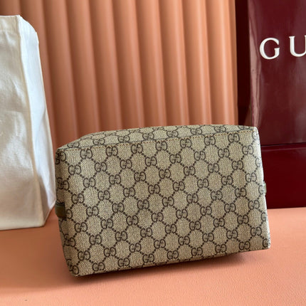 GUCCI 26S HAND BAG 25 IN DARK BEIGE AND MOSS GREEN CANVAS