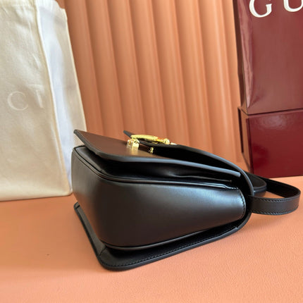 GUCCI 26S SIENA TOP HANDLE BAG 25 IN BLACK CALFSKIN