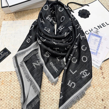 CHANEL 26S SCARF 140 IN SILK AND CASHMERE 504343