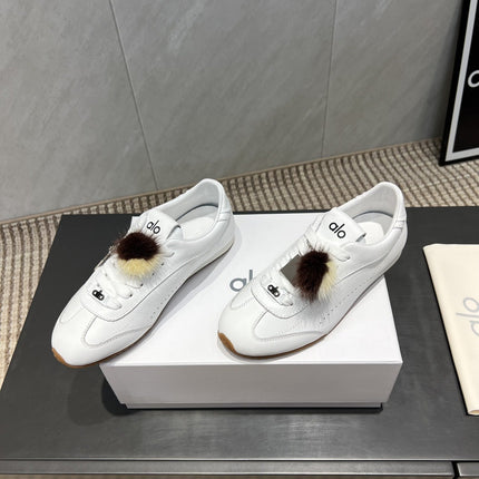 ALO 25S SUNSET SNEAKER IN WHITE LAMBSKIN WITH PUFF CHARM