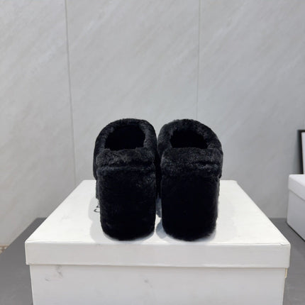 CELINE 26S HIGH-HEEL SANDALS IN BLACK PURE WOOL