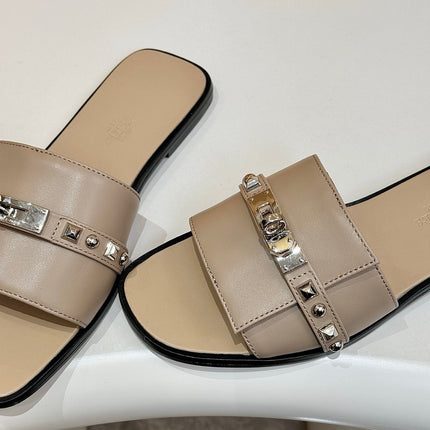 HM 26S GIULIA SANDAL IN LIGHT BROWN CALFSKIN SILVER HARDWARE