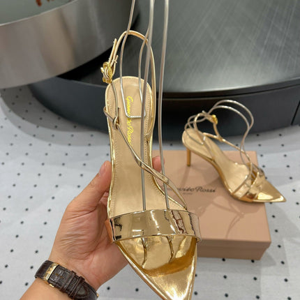 GIANVITO ROSSI 26S STRAPPY HIGH-HEEL SANDALS 110 MM IN GOLD CALFSKIN