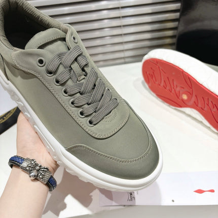 CHOUKARIO LOW-TOP THICK SOLE SNEAKERS IN SAGE GREEN FABRIC CREATIVE PRINT