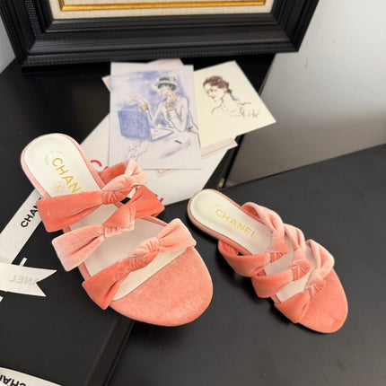 CC 25C Three Strap Mule Pink Velvet fabric 233561