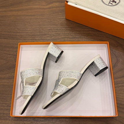 HM 26S OASIS SANDAL IN IVORY WHITE SUEDE WITH CRYSTALS