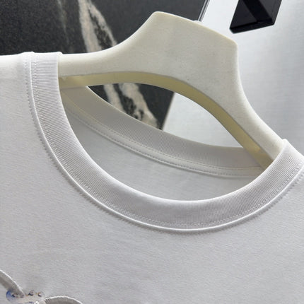 Loewe Octopus Print Embroidered Short-sleeved T-shirt White Cotton