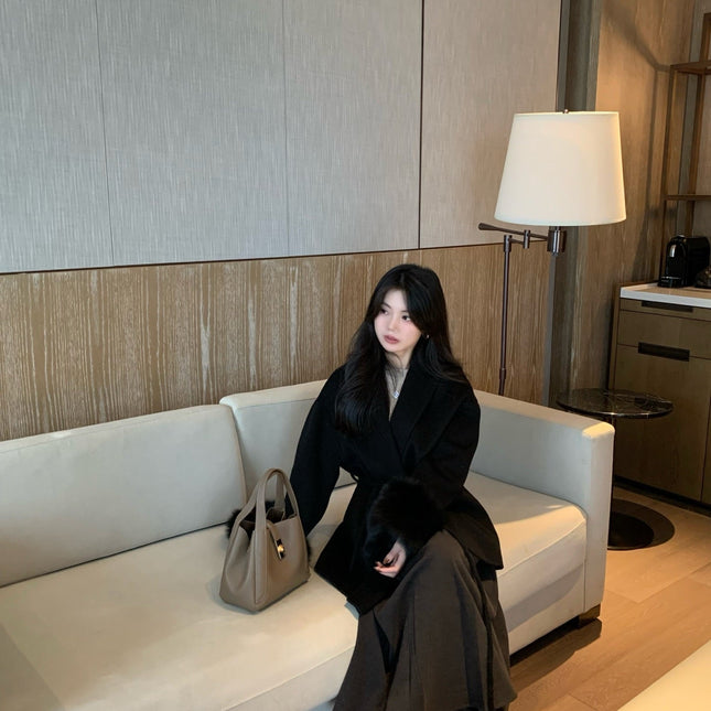 MAX MARA 25S CASHMERE COAT WITH FOX FUR TRIM 203