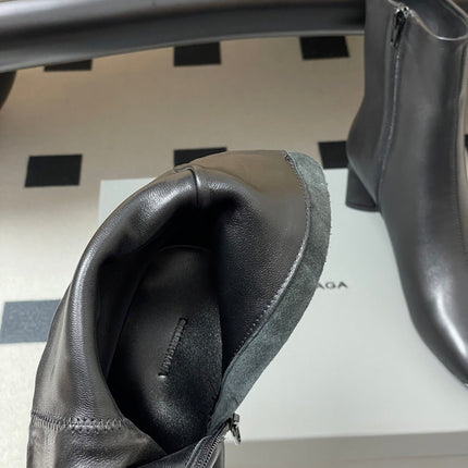 BALENCIAGA 25S ANKLE BOOTS 65 MM IN BLACK COW LEATHER