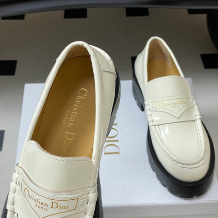 DIOR 25S BOY PLATFORM LOAFERS IN CREAM WHITE LAMBSKIN