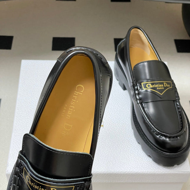 DIOR 25S BOY PLATFORM LOAFERS IN BLACK LAMBSKIN