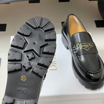 DIOR 25S BOY PLATFORM LOAFERS IN BLACK LAMBSKIN