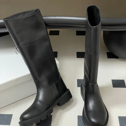 CELINE 26S MARGARET HIGH BOOTS IN BLACK CALFSKIN