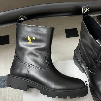 CELINE 26S MARGARET ANKLE BOOTS IN BLACK CALFSKIN