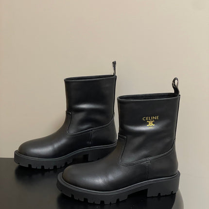 CELINE 26S MARGARET ANKLE BOOTS IN BLACK CALFSKIN