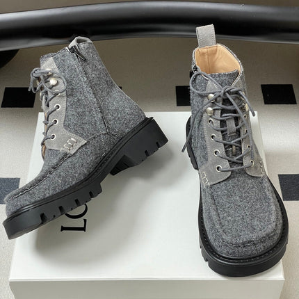 LOEWE 26S ANKLE BOOTS IN GRAY FABRIC
