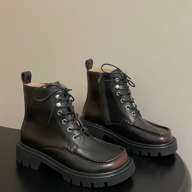 LOEWE 26S ANKLE BOOTS IN DARK BROWN CALFSKIN