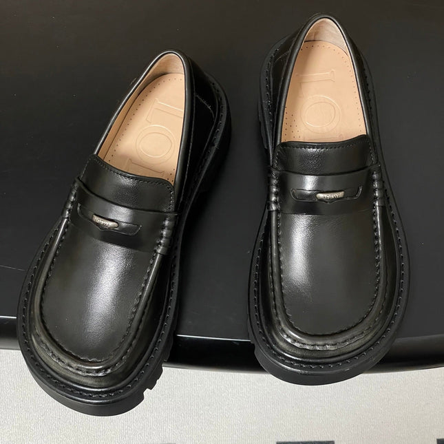 LOEWE 26S LOAFER IN DARK OLIVE GRAY CALFSKIN