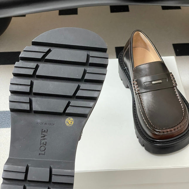 LOEWE 26S LOAFER IN DARK BROWN CALFSKIN
