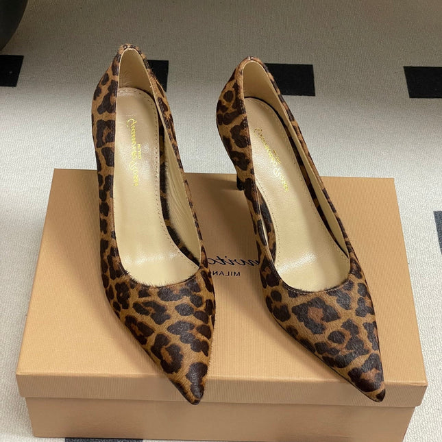 GIANVITO ROSSI 26S HIGH HEELS 85 MM IN LEOPARD PRINT PONY HAIR