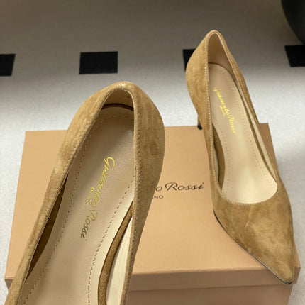 GIANVITO ROSSI 26S HIGH HEELS 85 MM IN LIGHT BROWN SUEDE