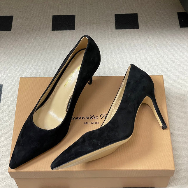GIANVITO ROSSI 26S HIGH HEELS 85 MM IN BLACK SUEDE