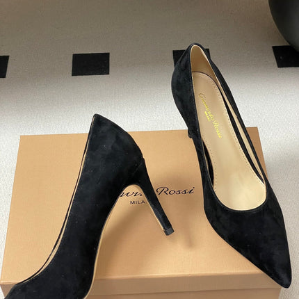 GIANVITO ROSSI 26S HIGH HEELS 85 MM IN BLACK SUEDE