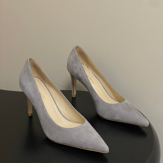 GIANVITO ROSSI 26S HIGH HEELS 85 MM IN GREY SUEDE