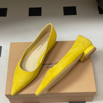 GIANVITO ROSSI 26S FLATS IN YELLOW SUEDE