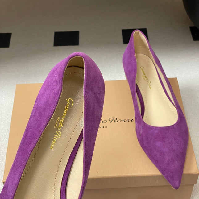 GIANVITO ROSSI 26S FLATS IN PURPLE SUEDE