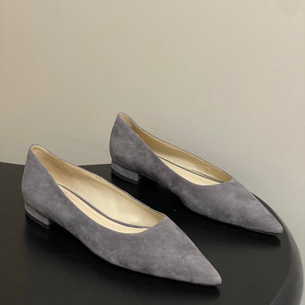 GIANVITO ROSSI 26S FLATS IN GREY SUEDE